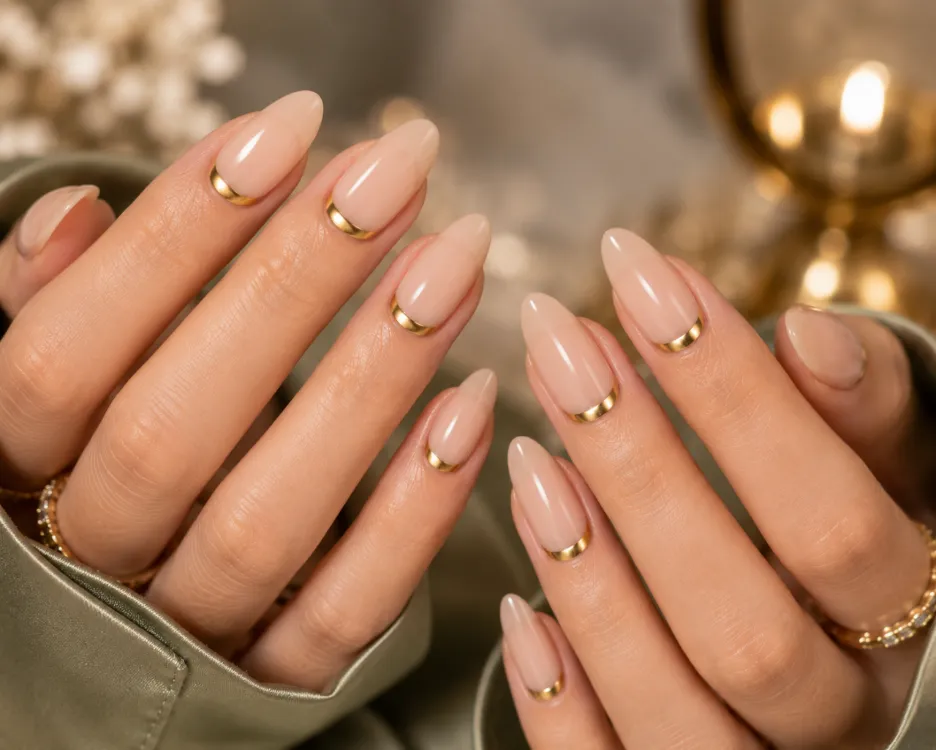 Reverse French manicure highlighting the cuticle area.