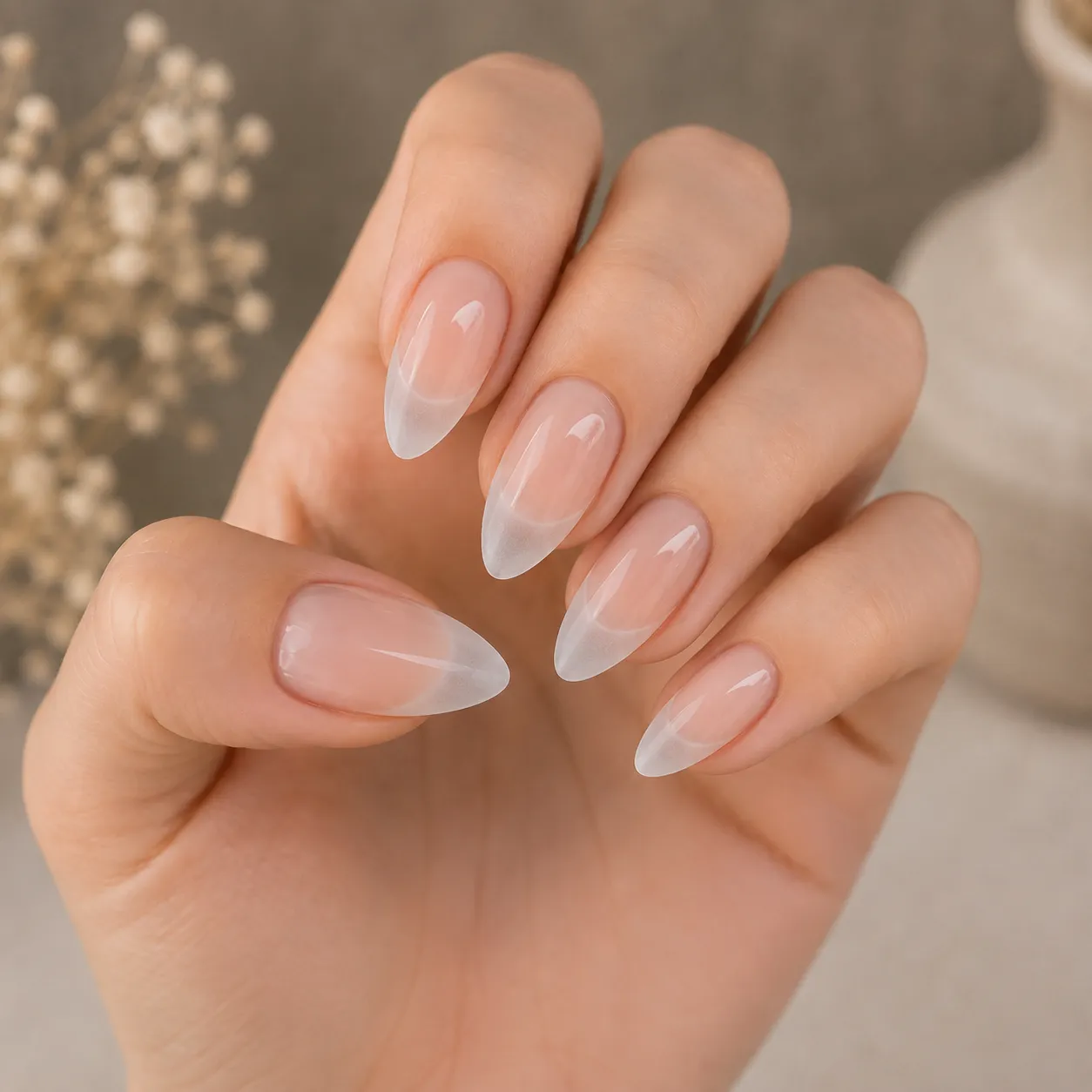 Frosted glass French manicure.