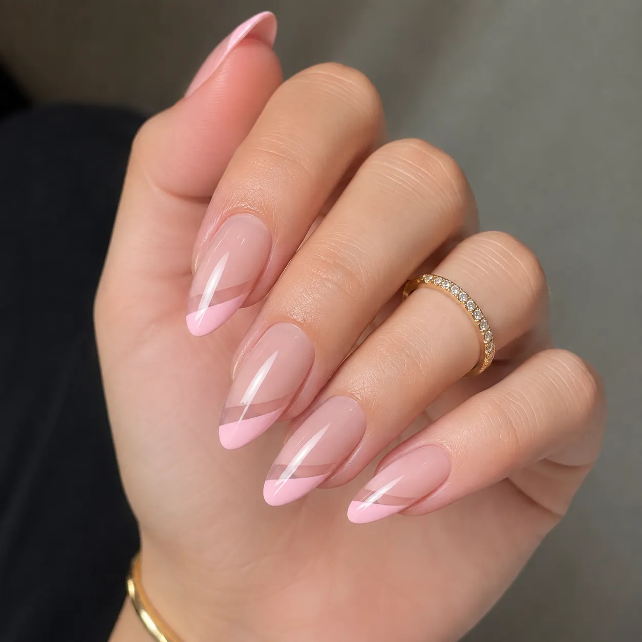 Negative space French manicure.