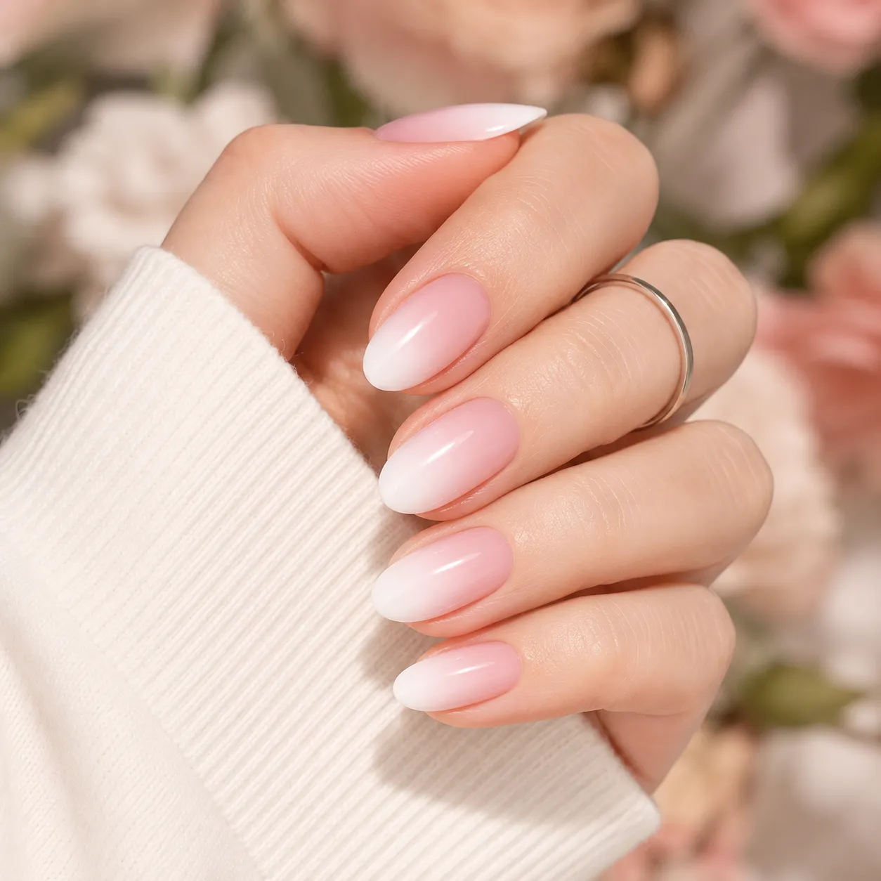 High-quality Baby Boomer manicure with a smooth even gradient and clean sidewalls